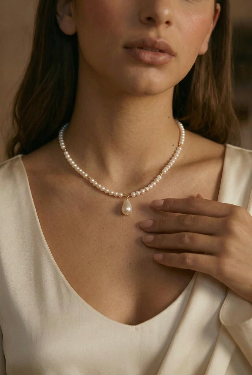 Soft Bloom – Regency Pearl Drop Necklace | Bridgerton Minimal Elegance